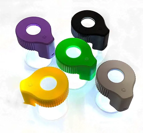 Vista 6 de Tarro de almacenamiento de vidrio transparente con sello LED, botella de vidrio ornamental con luz y aumento (Negro)