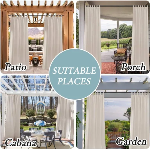 Vista 7 de H.VERSAILTEX Cortinas transparentes de lino para exteriores impermeables para patio, divisor al aire libre, privacidad añadida, filtrado de luz