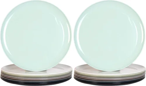 Vista 6 de Youngever Platos de plástico de 10 pulgadas, platos grandes, platos llanos, juego de 9 (9 colores arcoíris)