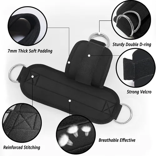 Vista 3 de Anemmeoke - Correas de muñeca y tobillo para máquinas de cable, acolchado de neopreno ajustable, talla única para todos los ejercicios de muñeca