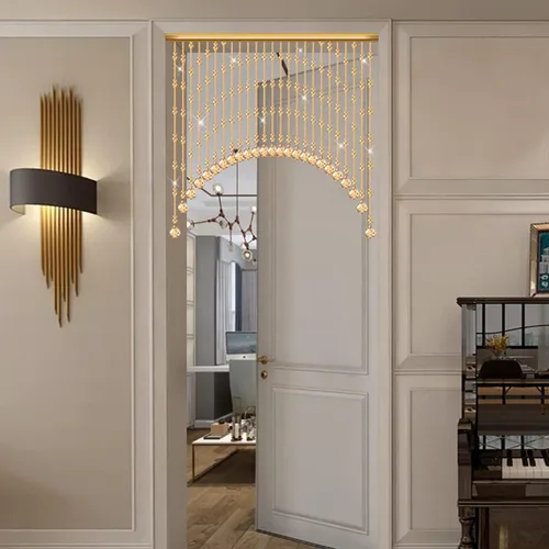 Vista 2 de Pengfei Cortina con cuentas de cristal, 21 cuerdas para puerta arqueada, cortina para puerta, panel decorativo, divisor de habitación, persiana