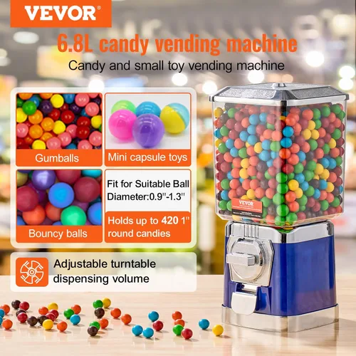 Vista 2 de VEVOR Máquina expendedora, banco de chicles clásico, máquina de chicles y caramelos de gran capacidad de carga, minimáquinas expendedoras, máquina