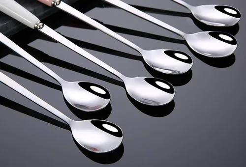 Vista 5 de 3 cucharas de mezcla para café, postre, helado, batido, cucharadita de acero inoxidable con mango de cerámica, cucharadas de café expreso, cucharas