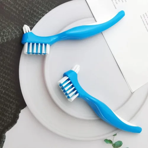 Vista 4 de GXXMEI Cepillo de dientes para dentadura postiza, 12 piezas, cerdas dobles duras/suaves para cepillo de dientes falsos