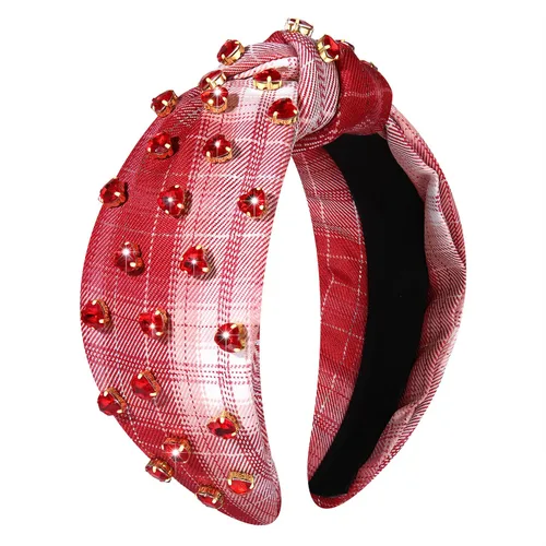 Vista 27 de Diademas de corazón para el día de San Valentín para mujer, accesorios para el día de San Valentín, diadema anudada con corazón con cuentas