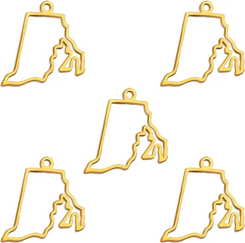 Vista 32 de kkjoy 5 piezas de dijes de mapas de continentes huecos de EE. UU. con colgante para hacer joyas y manualidades, accesorios de mini dijes de acero