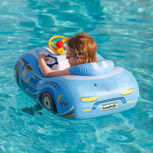 Swimbobo - Flotador de piscina para niños pequeños con asiento, barco, coche inflable para niños, juguetes al aire libre