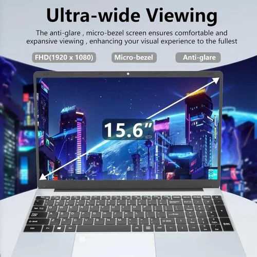 Vista 5 de thunderb Laptop E156S de 15.6 pulgadas, Intel Quad-Core, 8 GB de RAM, SSD de 128 GB, Windows 11 Pro, huella digital, teclado retroiluminado, HDMI
