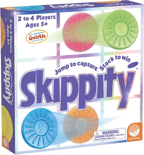 MindWare Skippity – Jump-and-Capture Board Game for 2 to 4 Players – Twist on Checkers – 100pc – Fun for Kids & Adults, Ages 5+