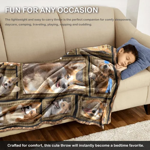 Vista 3 de Corgi Kids - Manta suave y mullida de 40 x 50 pulgadas, multicolor, microfibra, patrón de animales, moderna, ligera, lavable a máquina