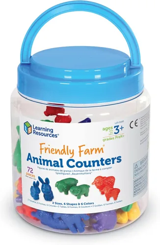 Vista 3 de Learning Resources Friendly Farm Animal Counters - 72 Pieces, Ages 3+, Toddler Toys, Preschool Supplies, Classroom Desk Pets, Educational Counting