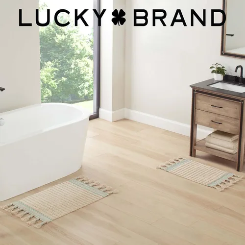 Vista 21 de Lucky Brand Alfombra Corredor Bohemia de Algodón con Flecos - 20' x 68" Alfombra de Baño Azul Aguamarina