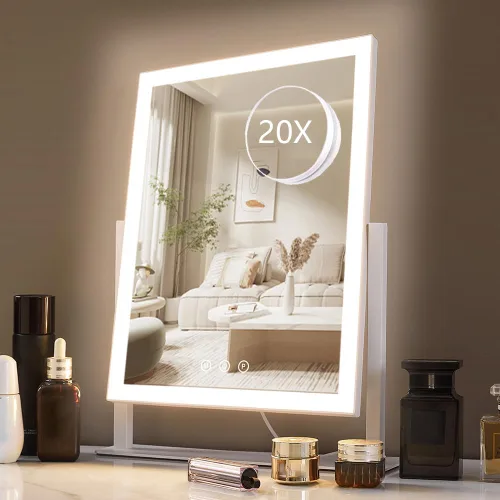 Vista 10 de HIEEY Espejo de maquillaje iluminado, espejo de tocador Hollywood con luces, tres modos de iluminación de color y espejo de aumento 5X, control