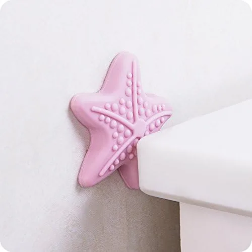 Vista 3 de Home-organizer Tech 5 protectores de pared de silicona que brillan en la oscuridad para manija de puerta, diseño de estrella de mar, protectores