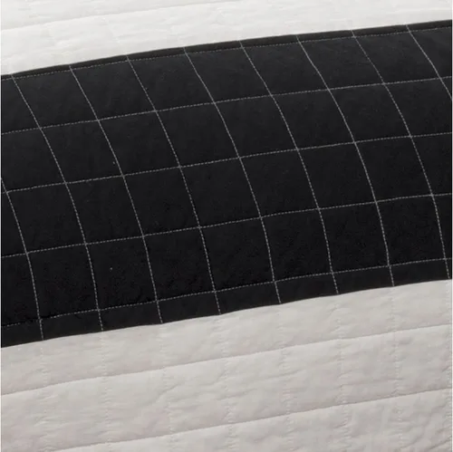 Vista 2 de Lush Decor New Berlin - Juego de cama de 3 piezas con diseño de rayas, tamaño matrimonial/queen, negro y blanco