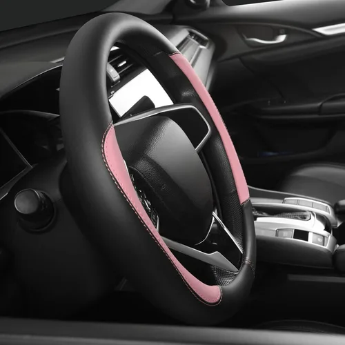 Vista 3 de Funda universal de cuero de microfibra para volante de automóvil, 14.5-15 pulgadas, antideslizante, transpirable, protector para volante