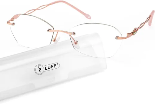 LUFF Stylish Rimless Reading Glasses for Women Anti-Blue Light, Fashion Comfortable and Lightweight Frameless 1PC Reader