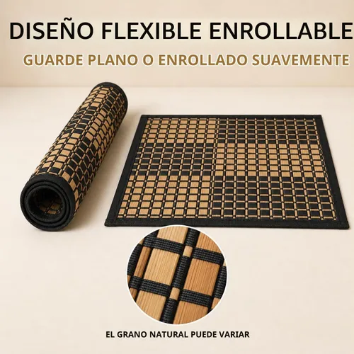 Vista 6 de Juego de 4 manteles individuales de bambú, resistentes al calor, para mesa de comedor, manteles individuales de bambú duraderos, resistentes a