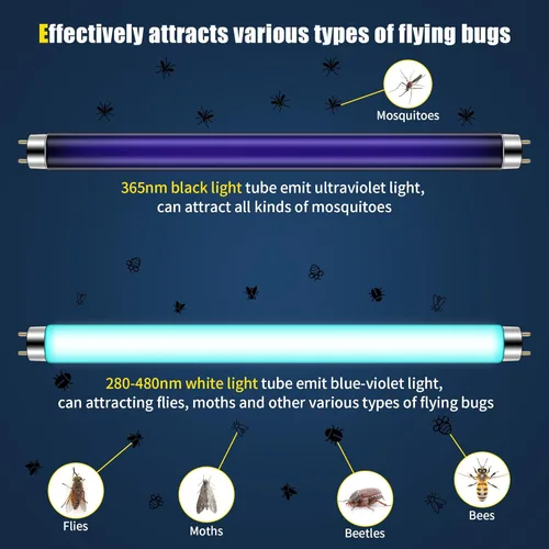 Vista 3 de Qualirey T8 - Bombillas de repuesto para exterminador de insectos de 10 W, para exterminador de insectos electrónico de 20 W, atrae eficazmente a