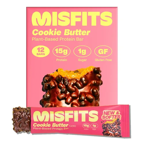 Vista 7 de Misfits - Paquete de variedad de barras de proteínas Barras nutricionales - 14-15g de proteína, 1g de azúcar, a base de plantas, bajas