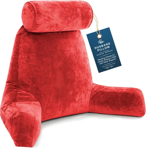 Vista 12 de Husband Pillow Backrest with Arms - Adult Reading Pillow with Shredded Memory Foam, Ultra-Comfy Removable Microplush Cover & Detachable Neck Roll