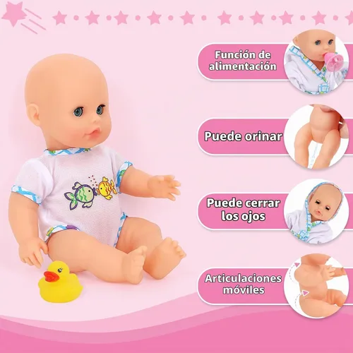 Vista 4 de deAO 13" Baby Doll,Bath Time Baby Doll Playset with Working Shower Spray