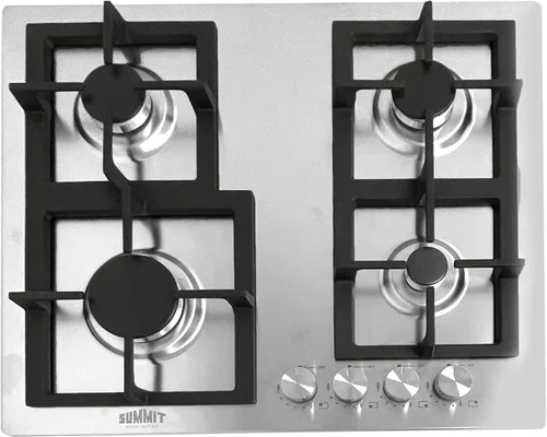Summit GCJ4SS, 24 pulgadas de ancho, 4 quemadores de gas, acero inoxidable con quemadores sellados, rejillas de hierro fundido, kit de conversión de