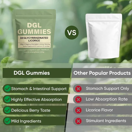 Vista 5 de Gomitas DGL, suplemento de extracto de 400 mg DGL, con extracto de raíz de regaliz, apoya el estómago y el intestino, mejora la digestión, sin