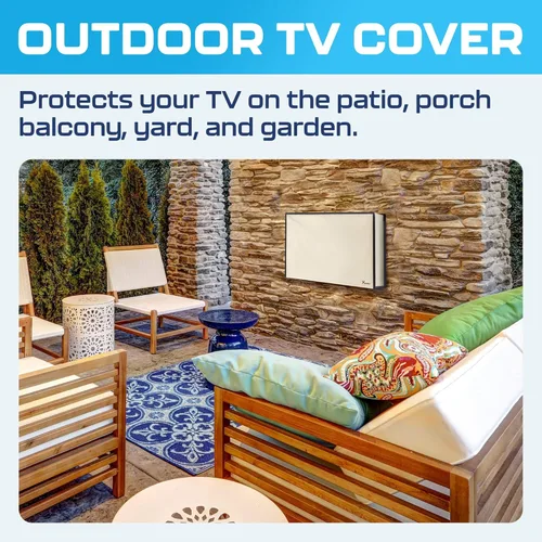 Vista 2 de Garnetics Funda de TV para exteriores de 24 pulgadas, impermeable, resistente a la intemperie con protectores de pantalla de escudo inteligente