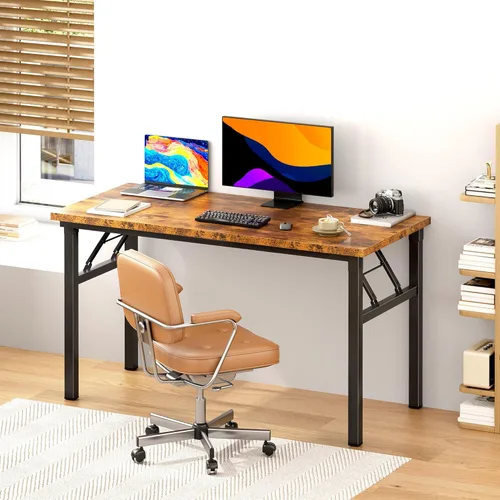 Vista 219 de DlandHome Escritorio plegable pequeño de 31.5 pulgadas, escritorio de computadora para oficina en casa, mesa plegable para espacios pequeños,