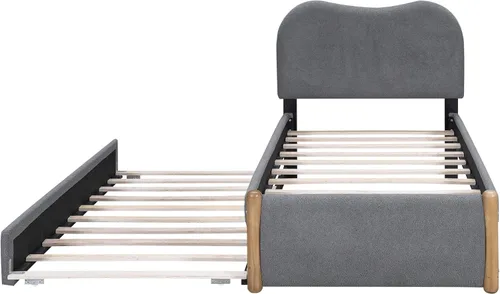 Vista 167 de SOFTSEA Cama de plataforma tapizada tamaño Queen con cajón de almacenamiento, marco de cama tapizado con cabecera con respaldo de alas, soporte