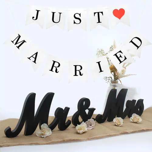 Vista 21 de Letrero de Sr. y Sra. para mesa de boda, letras de madera de Sr. y Sra., grandes artículos de decoración para fiesta de Sr. y Sra., letra de madera