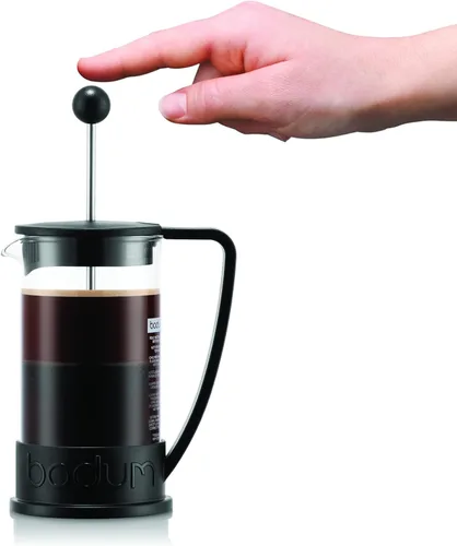 Vista 5 de Bodum Cafetera de prensa francesa Brazil de 12 onzas, vidrio de borosilicato resistente a altas temperaturas, negro - Hecho en Portugal