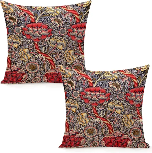 Vista 8 de Juego de 2 fundas de almohada de William Pimpernel Morris de 18 x 18 pulgadas, almohada estética para dormitorio, funda decorativa de terciopelo