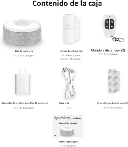 Vista 9 de Sistema de alarma WiFi para puerta, sistema de seguridad inteligente para el hogar, con alerta de aplicación de teléfono, kit de 8 piezas