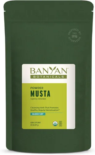 Banyan Botanicals Musta Powder - Cyperus Rotundus orgánico - Suplemento natural de la menstruación de hierbas ayurvédicas - Suplemento para la salud
