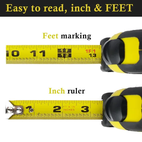 Vista 4 de Cinta métrica de bloqueo automático, cinta métrica retráctil de doble cara de 16 pies (16.4 ft), fácil lectura de 1/8 fracciones, precisión MID