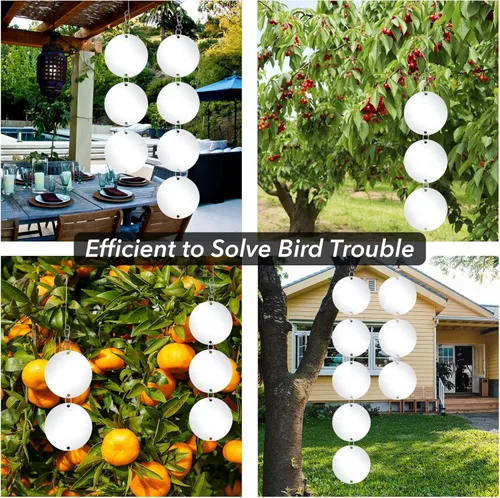 Vista 3 de Paquete de 30 discos de miedo para pájaros, reflectores de pájaros de doble cara altamente reflectantes, juego de discos mejorados reflectantes