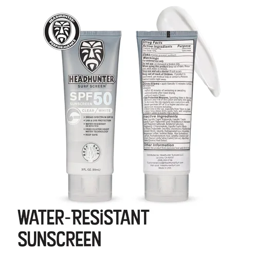 Vista 2 de Headhunter Protector solar resistente para arrecifes SPF 50 para surf, crema facial mineral natural, protección solar de amplio espectro UVAUVB