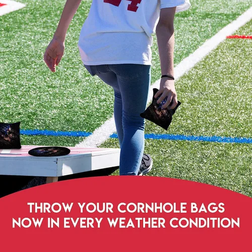 Vista 7 de BackYardGamesUSA Juego de 8 bolsas de Cornhole profesionales reguladoras, Tournament Slick n Stick Cornhole, bolsas para juegos de Cornhole