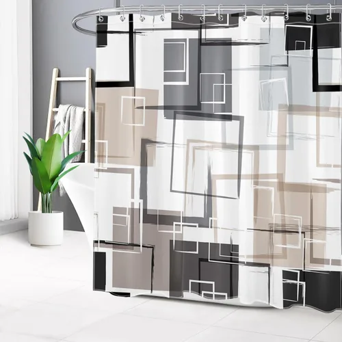 Vista 13 de HVEST 70s Mushroom Shower Curtain, Various Mushrooms and Leaves on Beige Background Bathroom Curtain with Hooks, Vintage Plant Bath Polyester Fabric