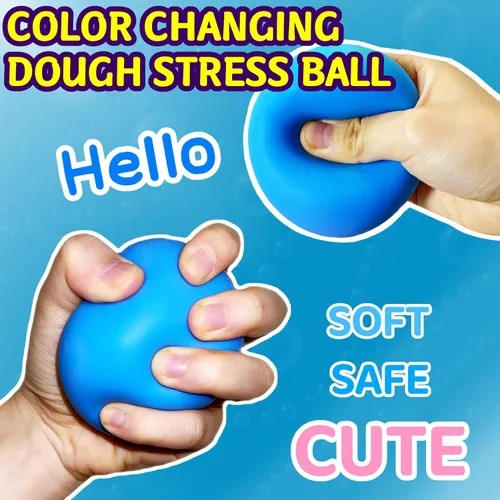 Vista 2 de Stretchy Dough Ball Squeeze Fidget Toy (1 Pack) Squishy Stress Balls for Kids and Adults, Funny and Soft Change Color Squeeze Ball, Squish Ball
