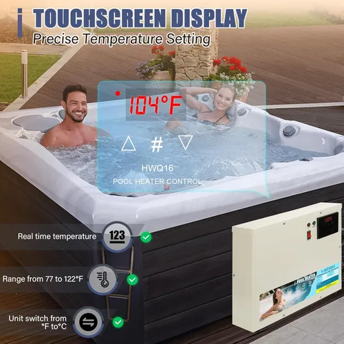 Vista 3 de Calentador de piscina de 11KW 220V-240V para piscinas sobre el suelo, jacuzzis y spas