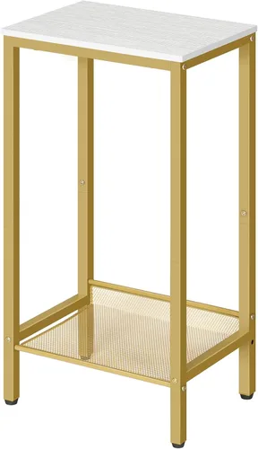 Vista 13 de HOOBRO - Mesa auxiliar alta industrial con estantes de malla ajustables, para sala de estar, dormitorio, entrada, oficina, color negro BB03DH01