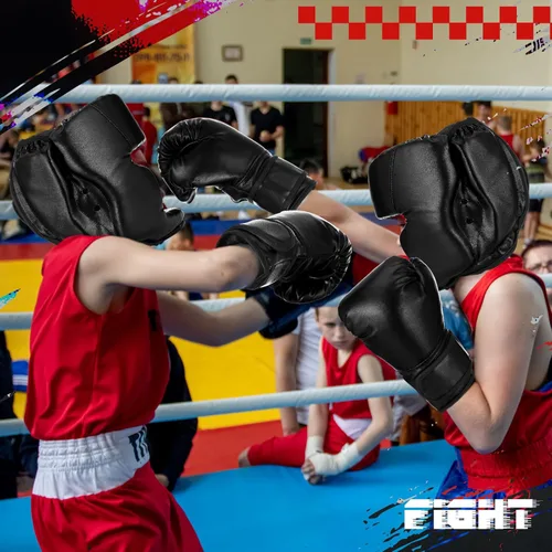 Vista 7 de Set de protección para la cabeza y guantes de boxeo Arrowbash para niños, guantes de boxeo de 6 oz y protección para la cabeza de lucha
