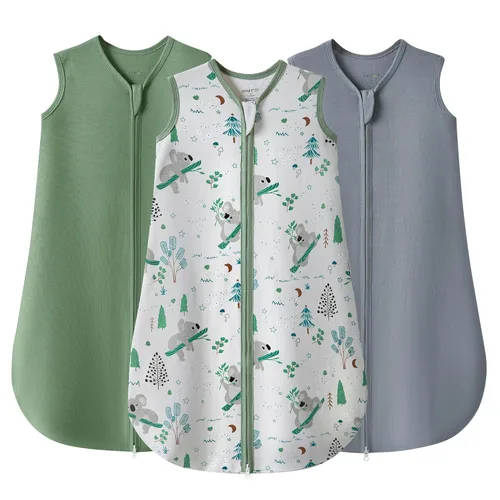Vista 12 de JELLYMONI Saco de dormir para bebé de 0 a 6 meses, 100% algodón, paquete de 3, 0.5 TOG, manta vestible para bebé, saco de dormir para bebé