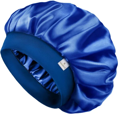 Vista 8 de YANIBEST Gorro de seda para hombres y mujeres, gorro de satén de doble capa para cabello rizado natural, gorro de dormir unisex