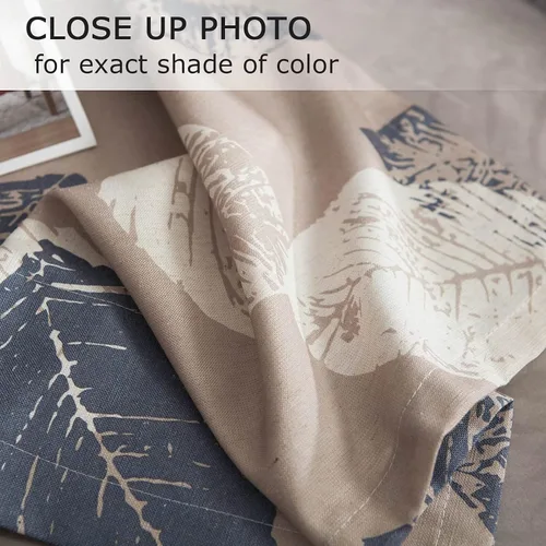 Vista 5 de VOGOL Cenefa de cortinas de lino sintético con estampado de hojas para dormitorio, cenefa con bolsillo para barra para ventanas, 52 x 18 pulgadas