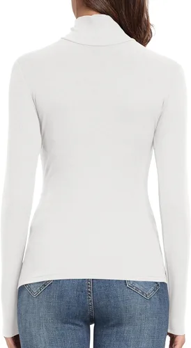 Vista 4 de PALINDA Camisas de manga larga ajustadas con cuello alto acanalado para mujer