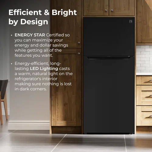 Vista 7 de Kenmore Refrigerador de 30" de montaje superior con congelador - Estanterías ajustables, cajones para vegetales con control de humedad, iluminación